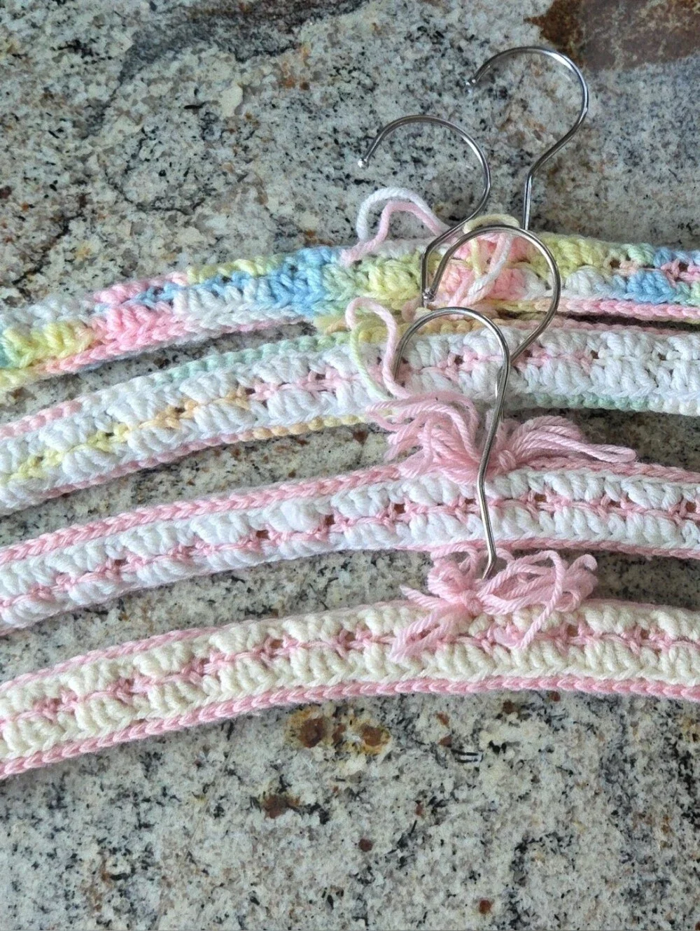 Vintage Crocheted Pastel Padded Hangers - Set of 4
